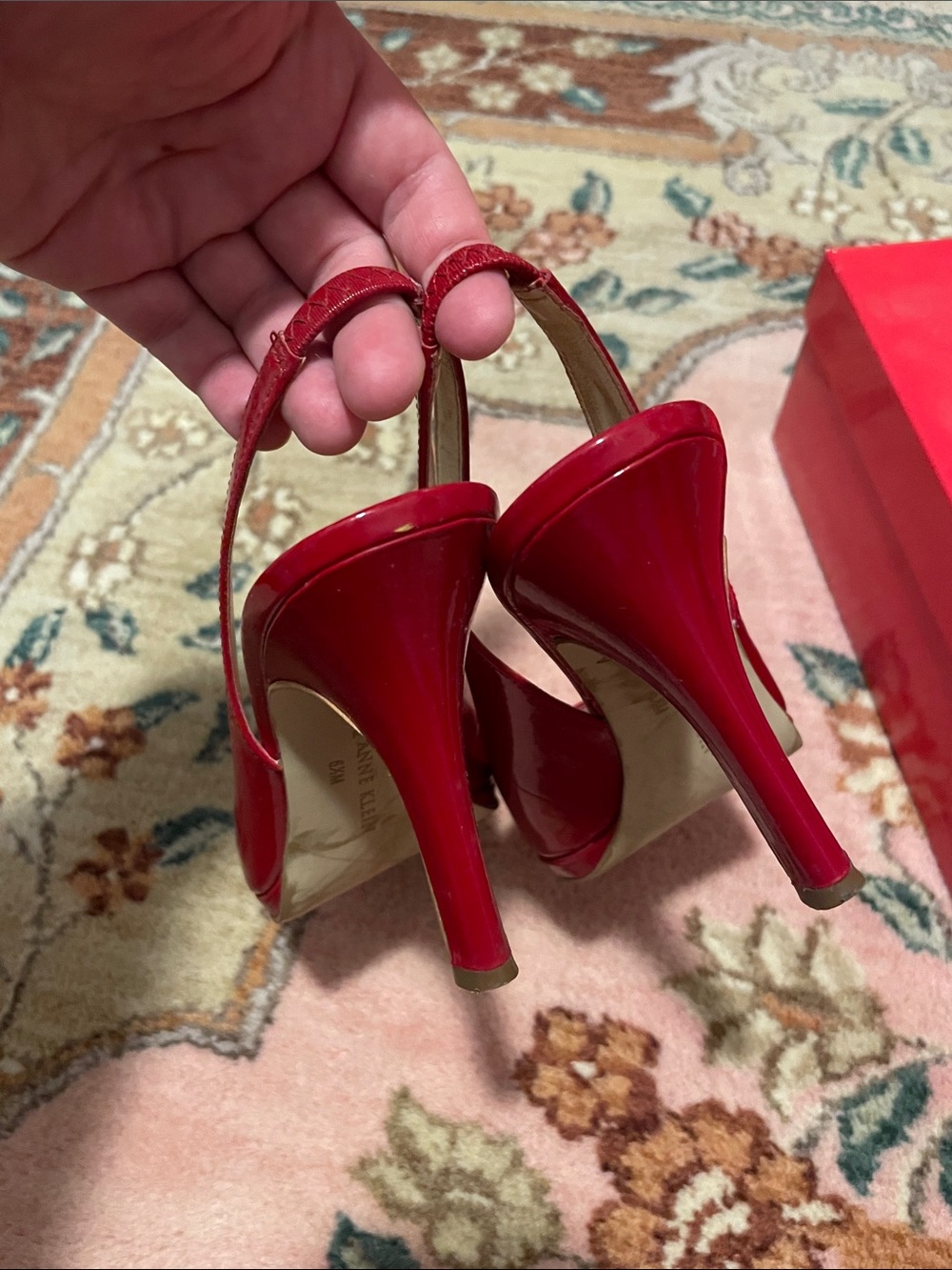 Anne Klein red sling back heels - Picture 6 of 9